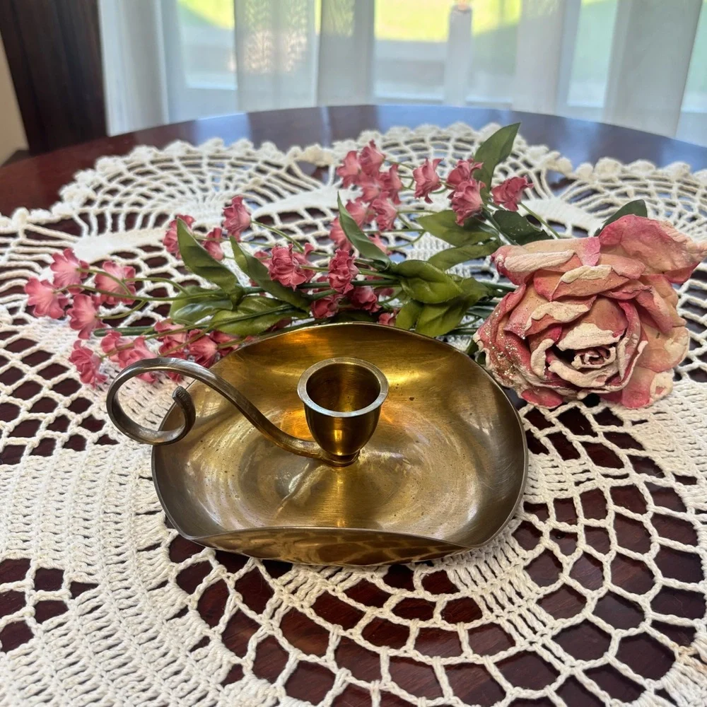 Brass Candle Holders Elegant Gold Vintage MCM Antique Boho Cottage Home Decor